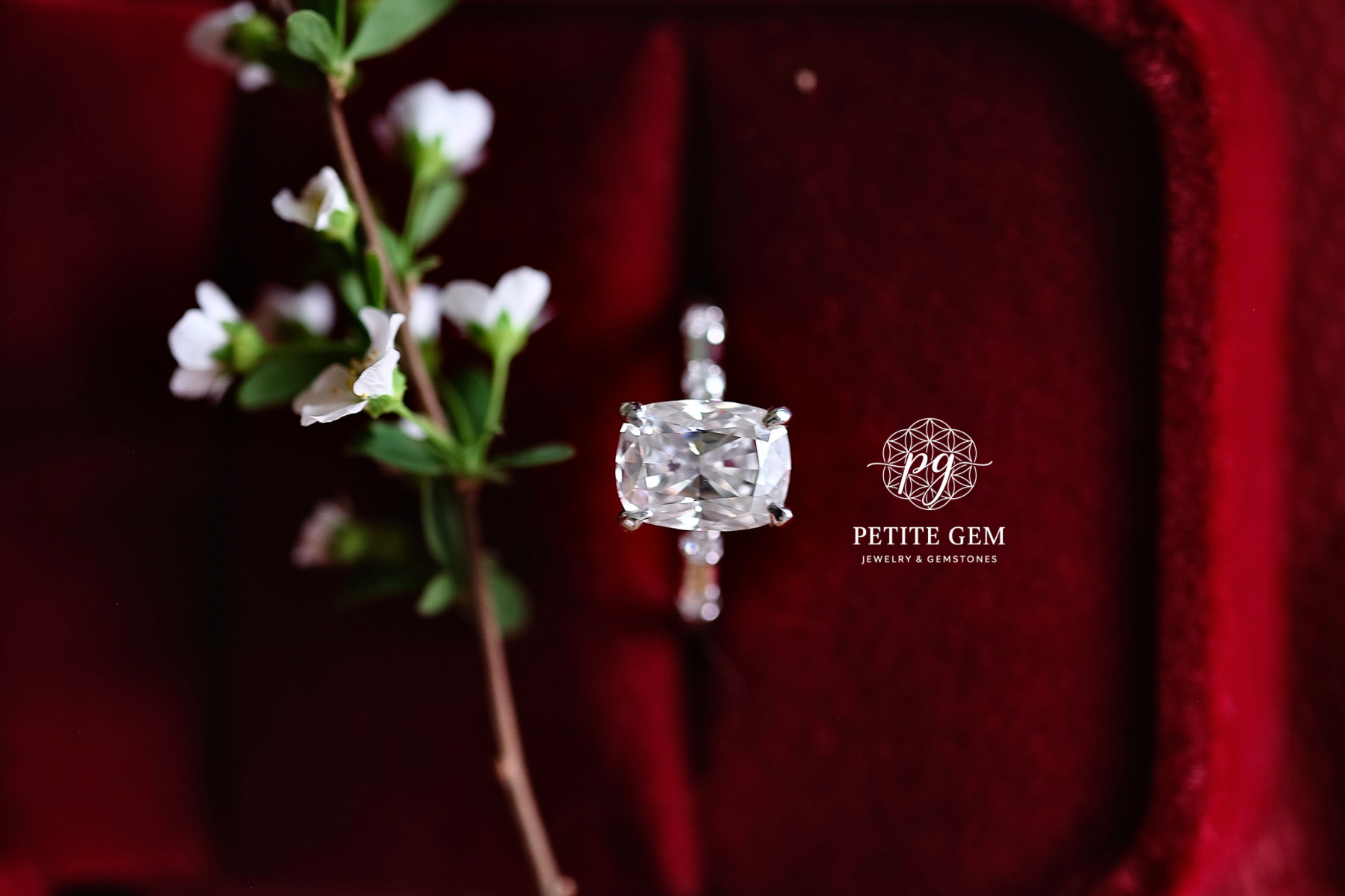 Nhẫn moissanite cushion 6*8mm